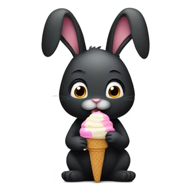 Black bunny, eating ice cream sticker