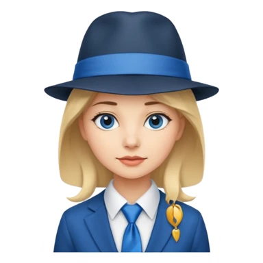Blue neck tie with hat women sticker