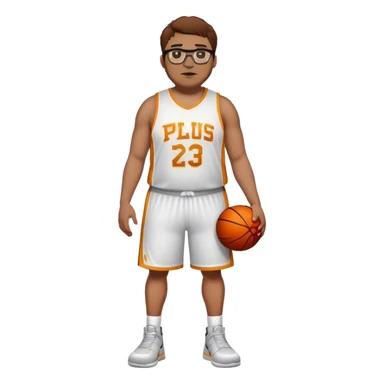 Full Body white plus size male basketball player wearing glasses brwn hair sticker