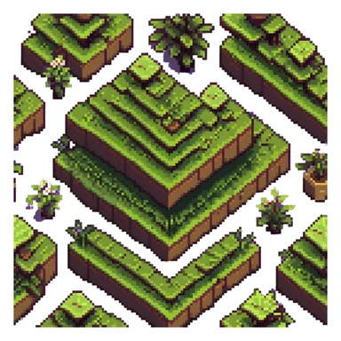 Minecraft grass block, square shape, brown and green, smooth, isometric sticker