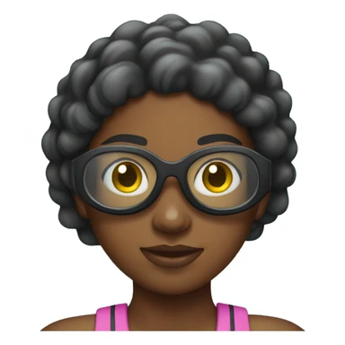 Black girl wearing googles swimming sticker