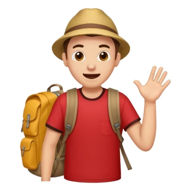 Tourist Character in Red Shirt with A slight expression of excitement and urgency sticker