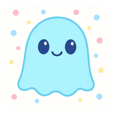 a cute ghost, smiling, rounded shape, cartoon style, plain background sticker