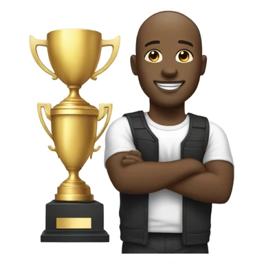 Bald black man on trophy  sticker