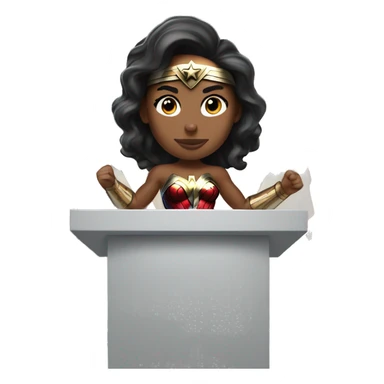 wonder woman behind a podium sticker