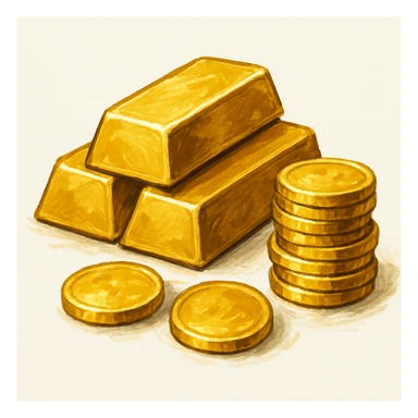 Сгенерируй мне такое золото на белом фоне, в чуть рисованном стиле, без надписей sticker