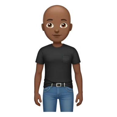 Bald man in black t-shirt and jeans sticker