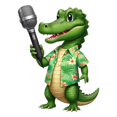 Alligator wearing a Hawaiian shirt with a microphone in its hand  sticker