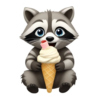 A blond raccoon eating an Icecream  sticker