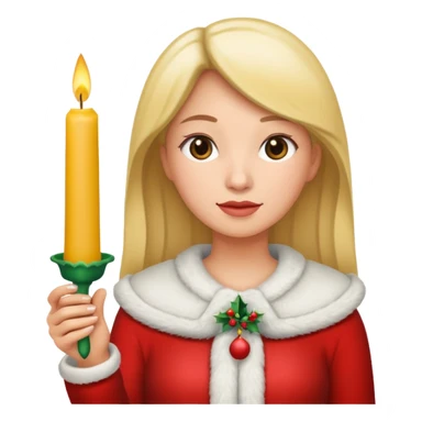 woman holding christmass candle sticker