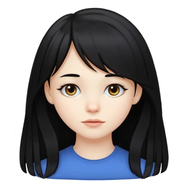 A pale skinned girl with side bangs and black long hair sticker