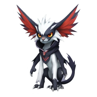 Cool Dark Edgy Absol-Noivern-Quilava-Litten-Pokémon with edgy stripes hoodie spiked collar punk Full Body sticker
