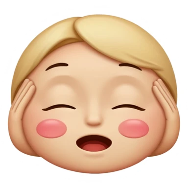 embarrassed, blushing, with closed eyes, and shaped like a traditional emoji sticker