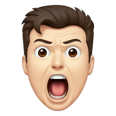 Rick Astley screaming with his mouth open so wide it takes up his own face and the entire picture including Rick Astley is cerulean and a staticky type sticker