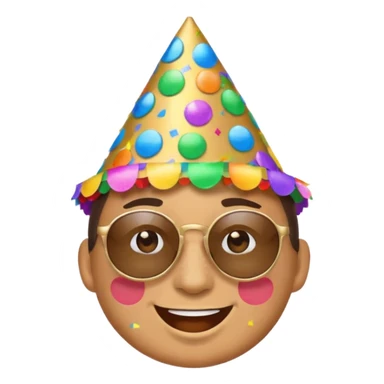 face emoji with confetti, party hat, and sunglasses sticker