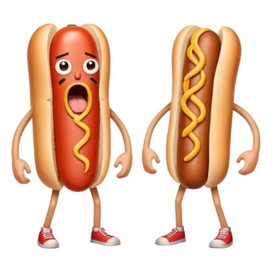 Hotdog arms and legs mad face  sticker