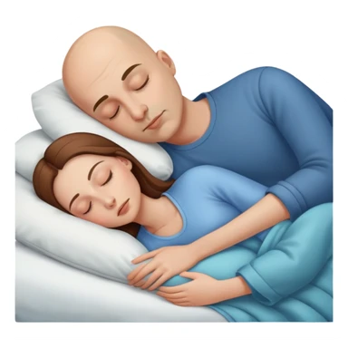 bald man and brown long hair women sleeping sticker