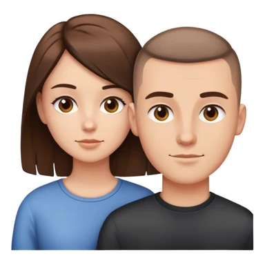 A couple a guy with buzzed haircut girl with long brown hait sticker