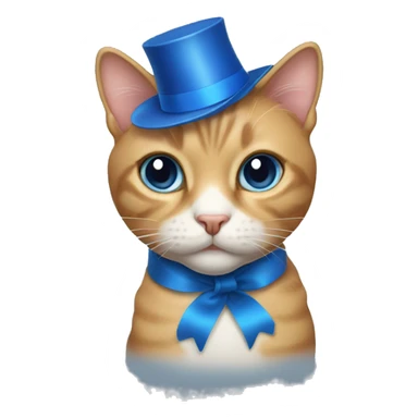 A cat with blue ribbon on its head sticker
