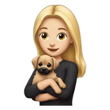 blonde girl holding black puppy sticker