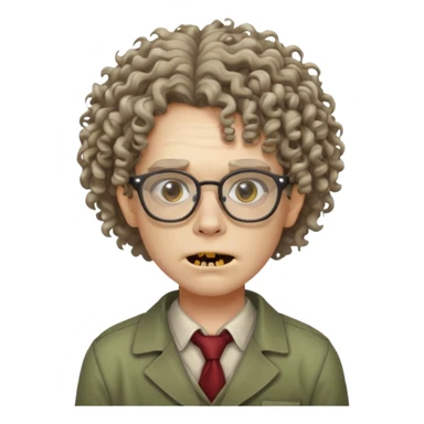 curly hair zombie with glasses sticker