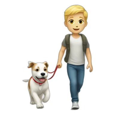 white kid walks with puppy sticker