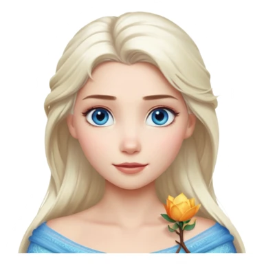 Кинематографический реалистичный портрет Эльзы с мягким естественным освещением и изящно детализированными платиново-русыми волосами Её  выразительные голубые глаза излучают уверенность, спокойное выражение. Портрет отличается мягким чарующим сиянием с прохладной, живописное фото sticker
