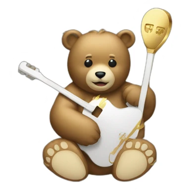 bear with gold pick sticker