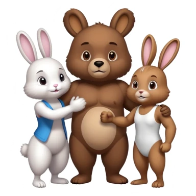 a fitness bear and a fitness bunny doing a handshake sticker
