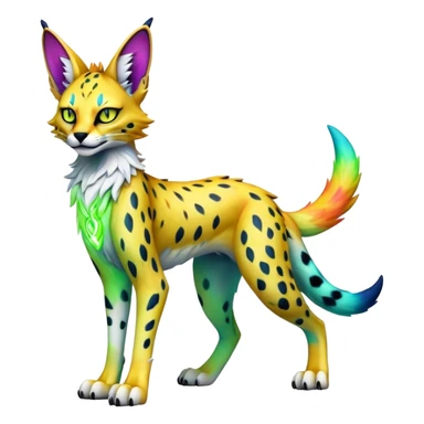 Epic Edgy Colorful ethereal eldritch Sergal-Serval-Vernid full body sticker