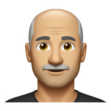 A middle-aged Italian man with olive-toned skin with bald hair and no facial hair. He is wearing a sleek black smart shirt, casually unbuttoned at the top. sticker