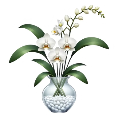 Bouquet of white orchids in crystal vase sticker