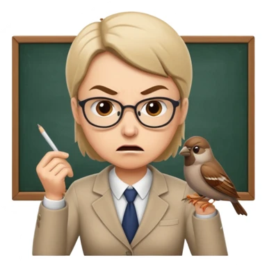 Angry teacher will scold Sparrow in the Busi School sticker
