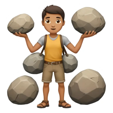 Guy carrying 3 rocks sticker