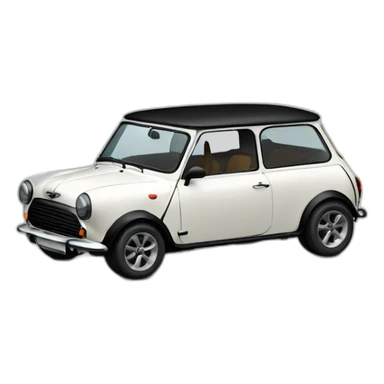 white classic mini cooper with black hood sticker