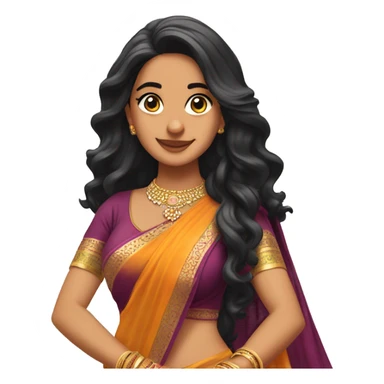 Harsha singh wearing saree long hair dancing  sticker