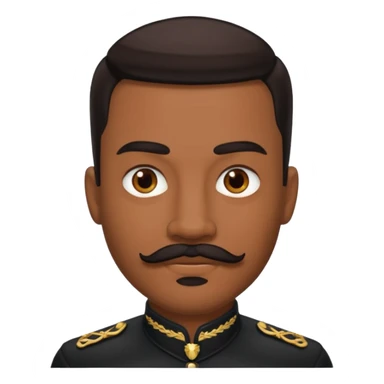 someone with brown hunter eyes, black slicked back hair , great jawline , and a mustache + goatee combo sticker