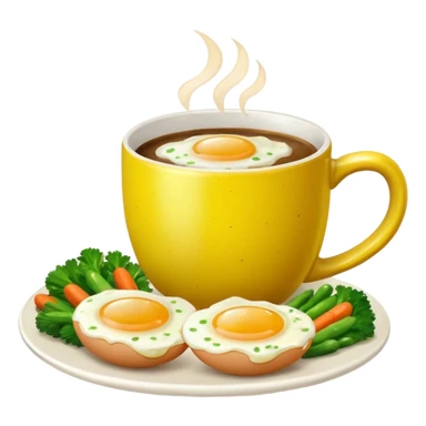eggs with veggies and on the side one coffee in cute mug sticker