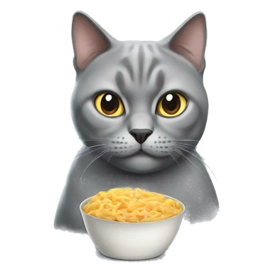 Hungry grey British cat sticker