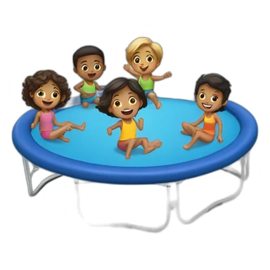 6 kids on a trampoline   sticker