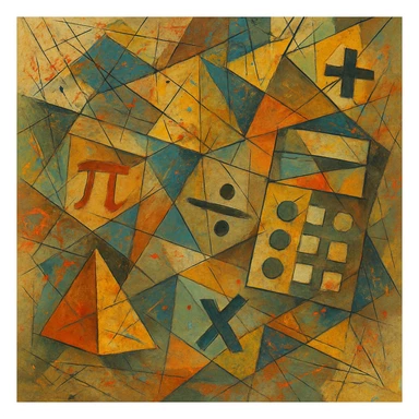 math symbols and objects in the style of Jackson Pollock abstract expressionism, with energetic paint splatters and dynamic lines sticker