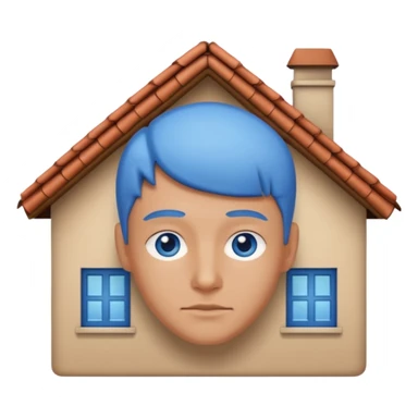 head in the shape of a house, cartoon roof sticker