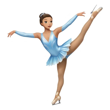 An icon featuring a graceful figure skater performing a spin on the ice. The background includes a grand ice rink palace with shining spotlights and cheering spectators in the stands. Transparent background highlights the elegance and artistry of figure skating sticker