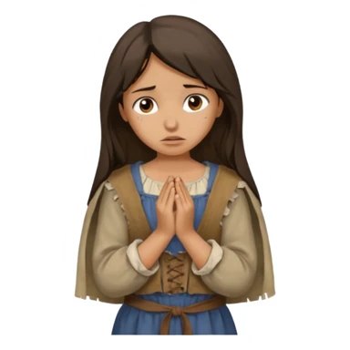 Brunette and tan peasant Girl begging sticker