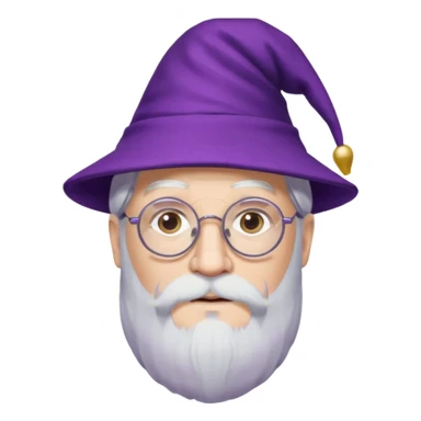 dumbledore white hair, wear glasses, purple magic hat sticker