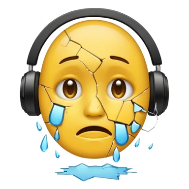 Yellow emoji circle face with broken phones sticker