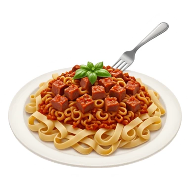 plate of pasta with bolognese sauce and diced meat sticker