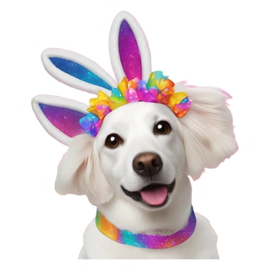 Lisa Frank Easter bunny headband on dog sticker