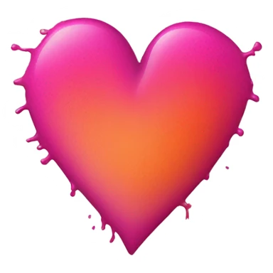 Light Pink to dark pink ombré heart with orange paint splatter sticker