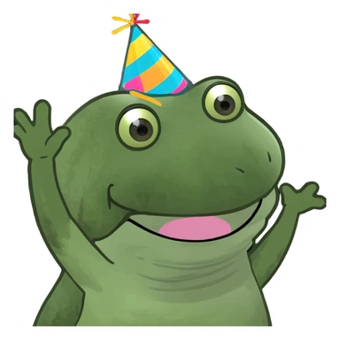 a bufo frog waving with a big smile sticker